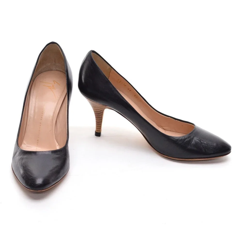 Giuseppe Zanotti Black Leather Classic Dress Pumps 37